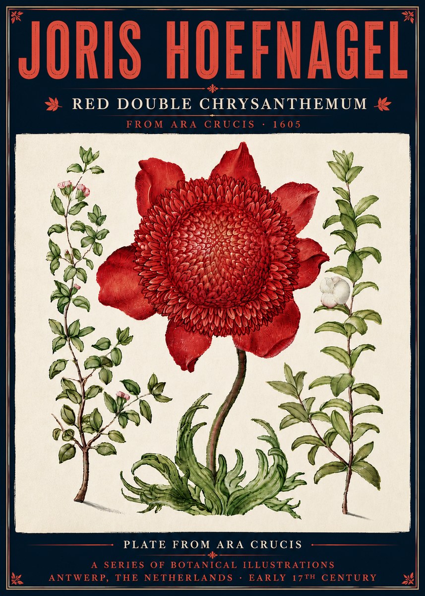 Joris Hoefnagel Red Double Chrysanthemum No6 - Póster