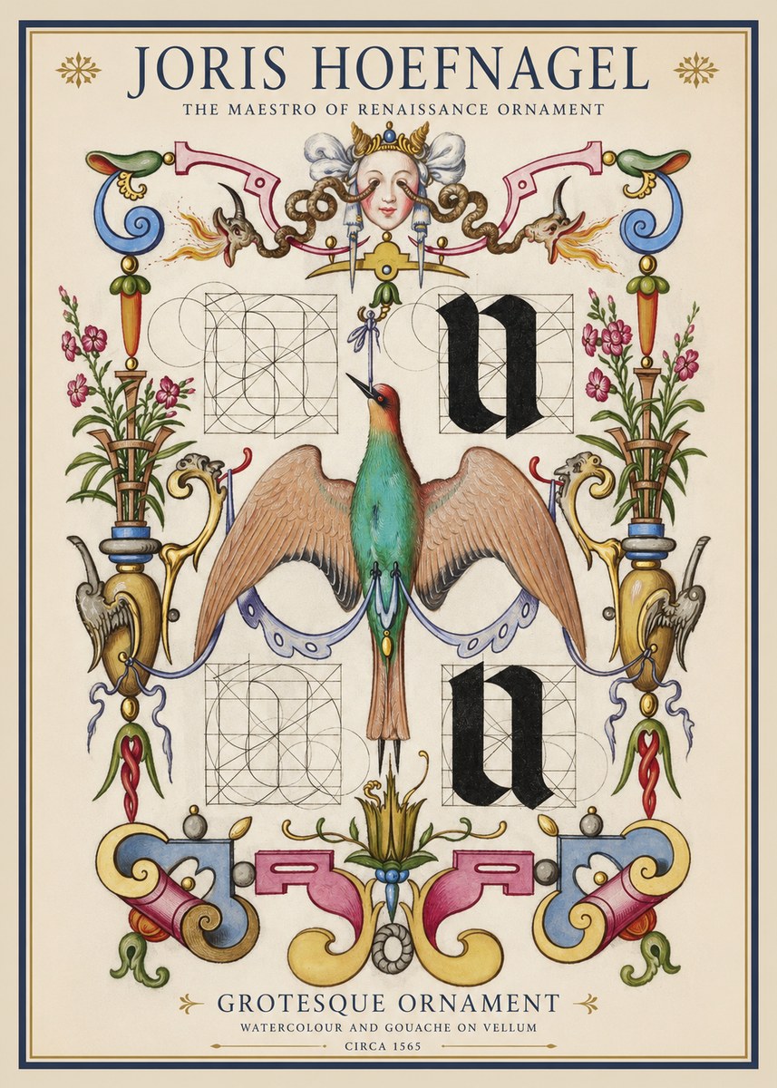 Joris Hoefnagel Grotesque Ornament No1 - Póster