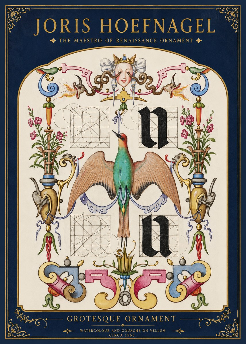 Joris Hoefnagel Grotesque Ornament No2 - Póster