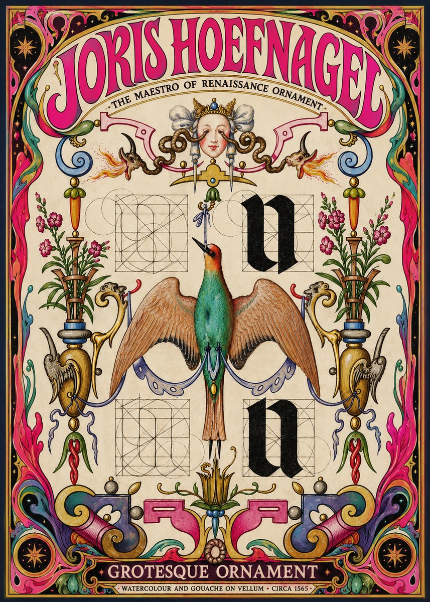 Joris Hoefnagel Grotesque Ornament No3 - Póster