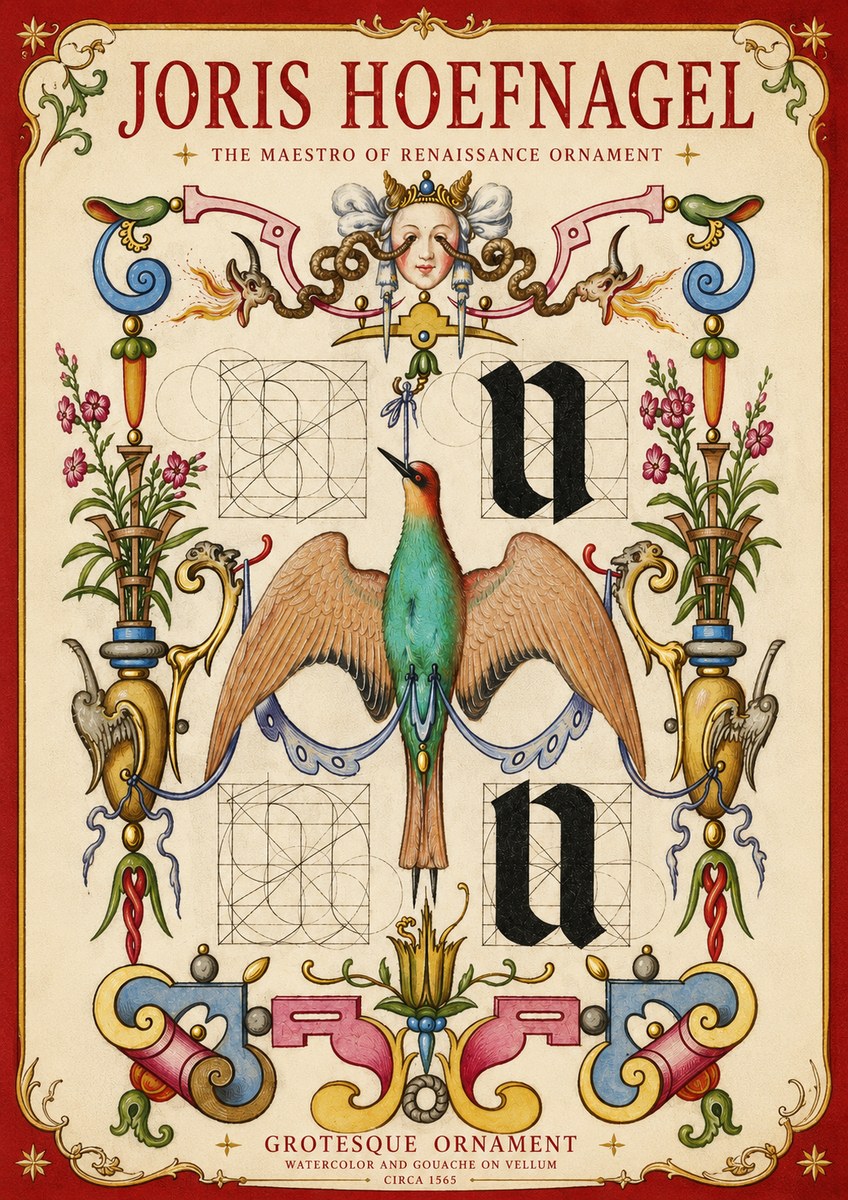 Joris Hoefnagel Grotesque Ornament No4 - Póster