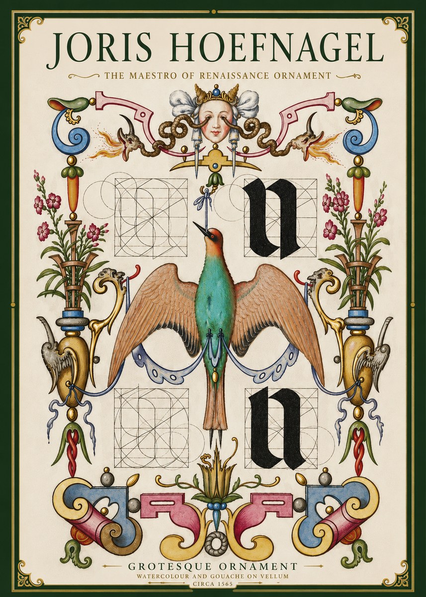 Joris Hoefnagel Grotesque Ornament No5 - Póster