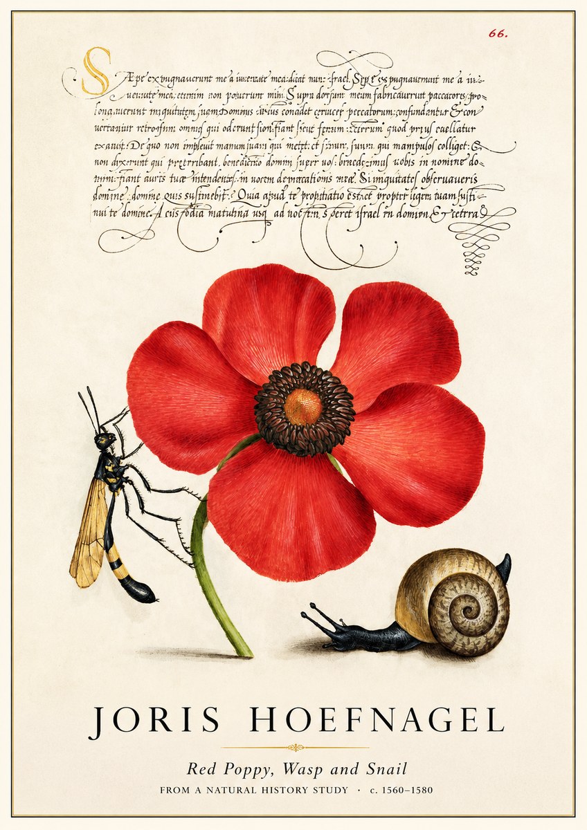Joris Hoefnagel Poppy, Wasp & Snail No3 - Póster