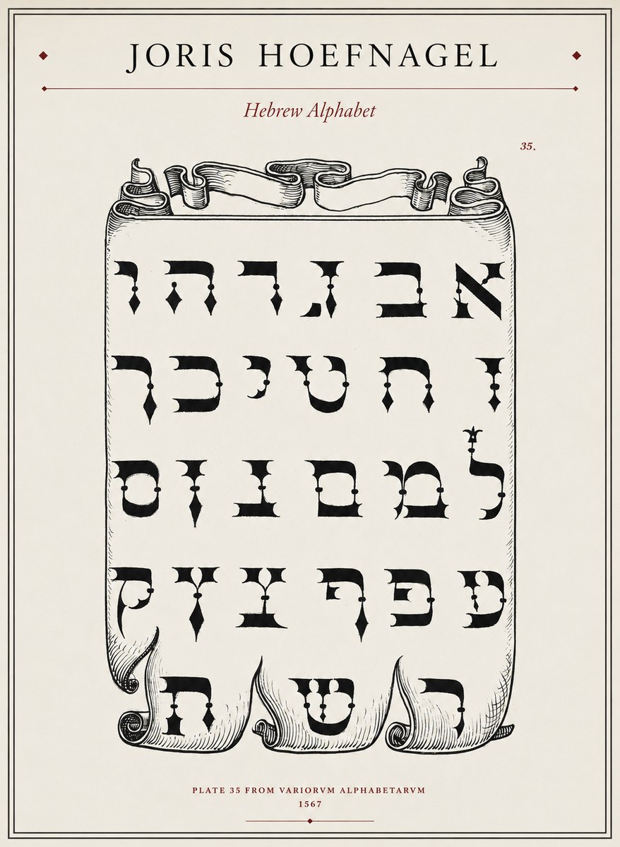 Joris Hoefnagel Hebrew Alphabet No1 - Póster