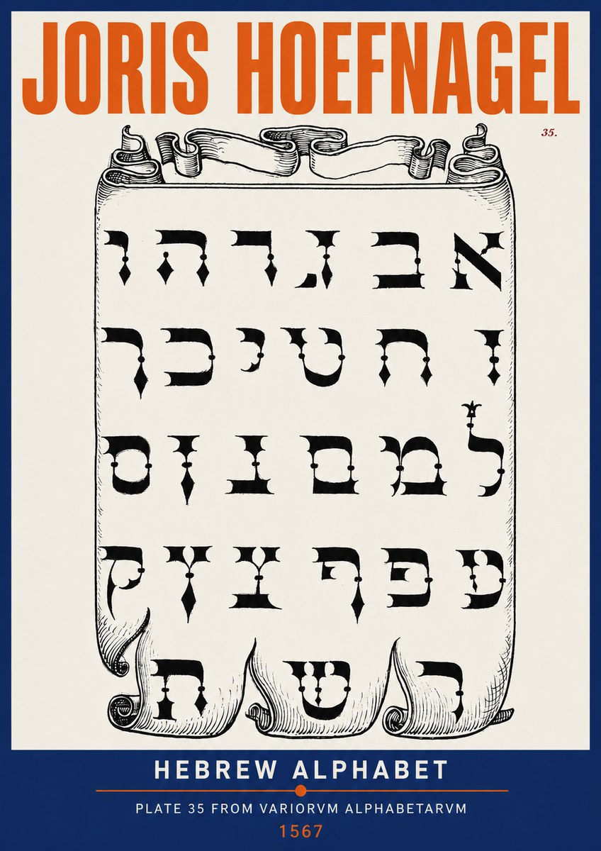 Joris Hoefnagel Hebrew Alphabet No2 - Póster