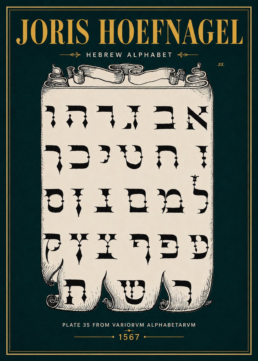 Joris Hoefnagel Hebrew Alphabet No4 - Póster