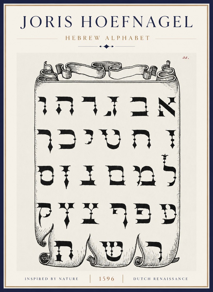 Joris Hoefnagel Hebrew Alphabet No5 - Póster