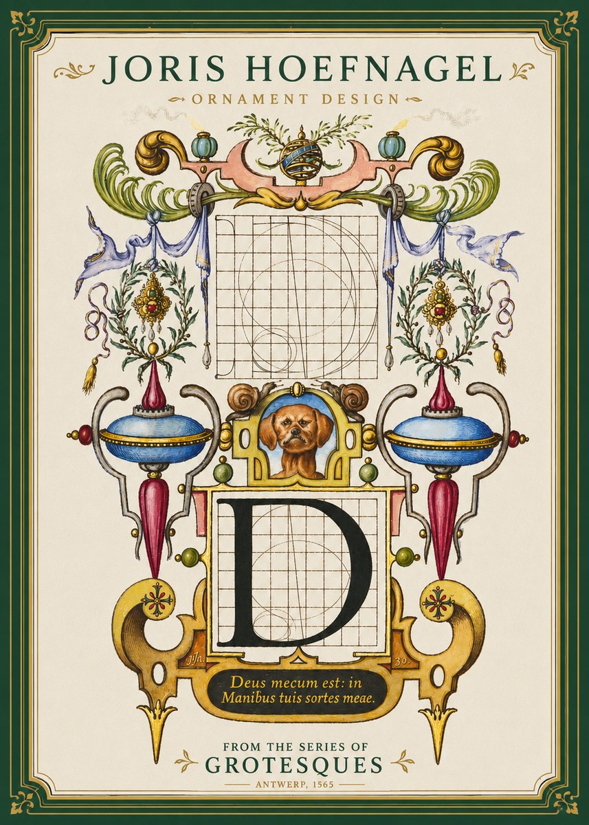 Joris Hoefnagel Illuminated Initial 'D' No4 - Póster