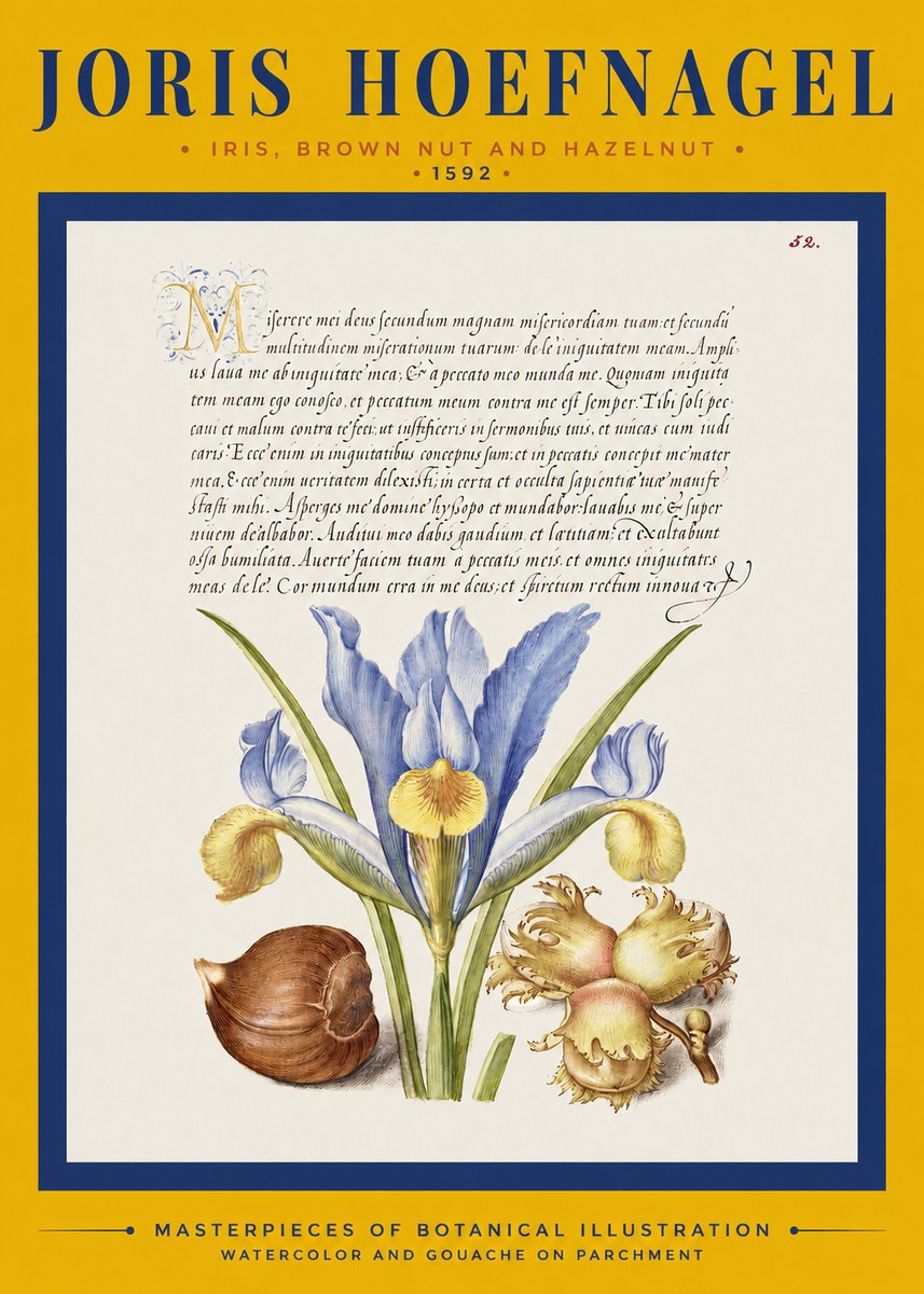 Joris Hoefnagel Iris, Brown Nut and Hazelnut No2 - Póster