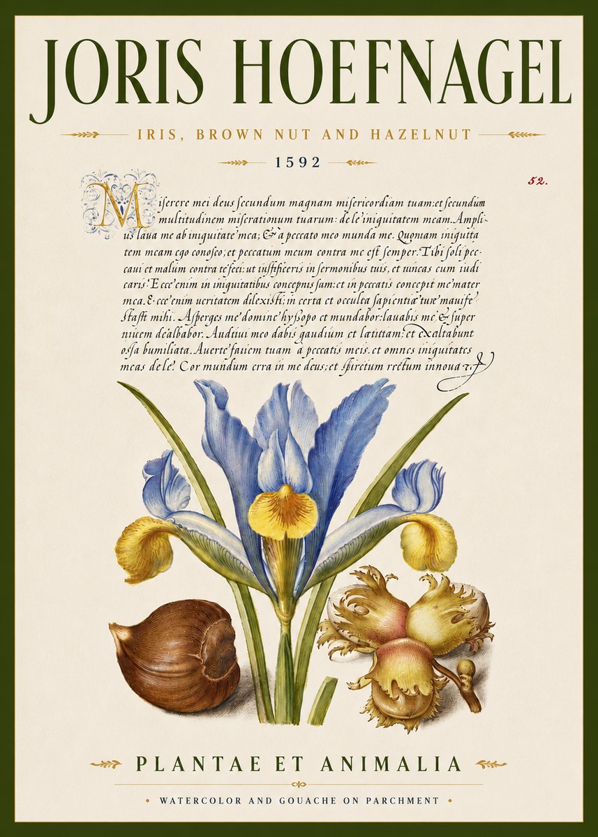 Joris Hoefnagel Iris, Brown Nut and Hazelnut No5 - Póster