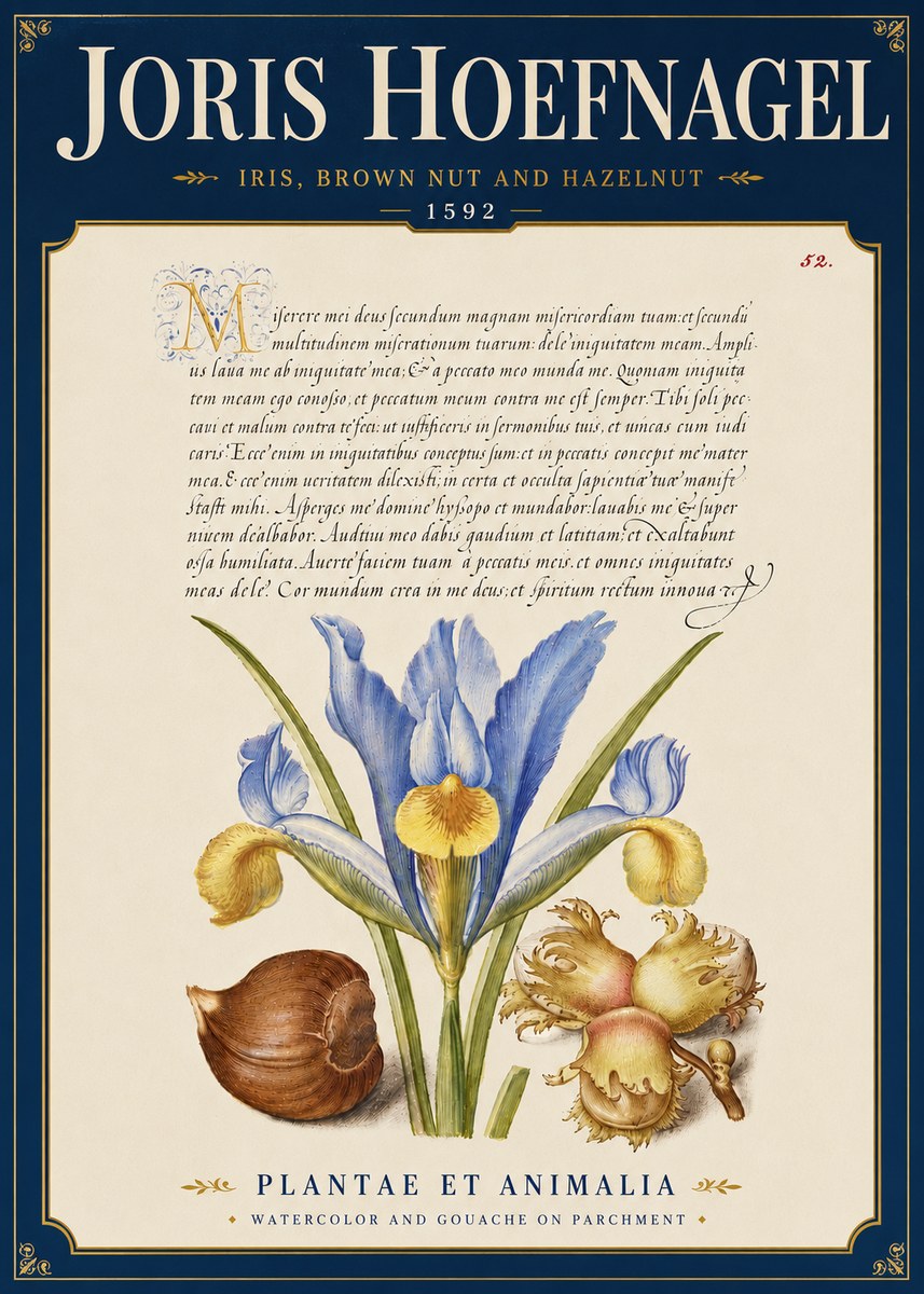 Joris Hoefnagel Iris, Brown Nut and Hazelnut No6 - Póster