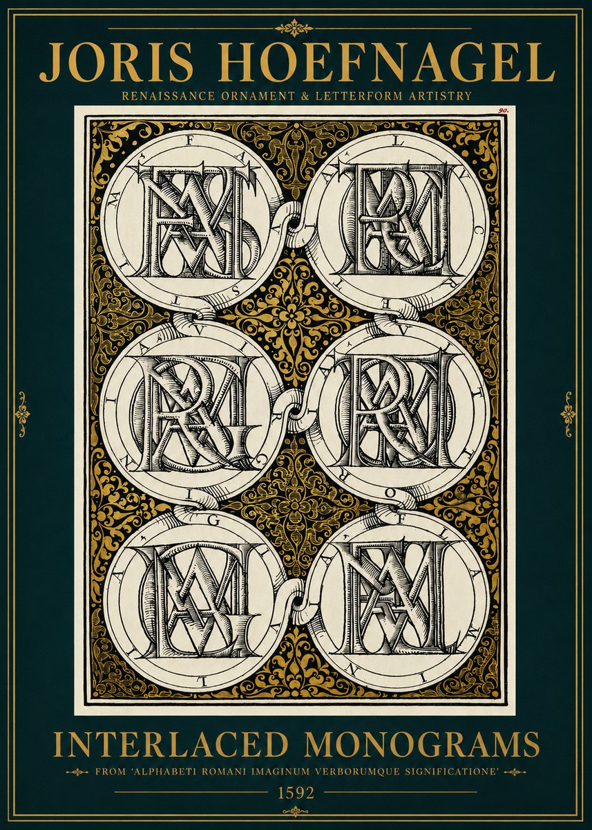 Joris Hoefnagel Interlaced Monograms No3 - Póster