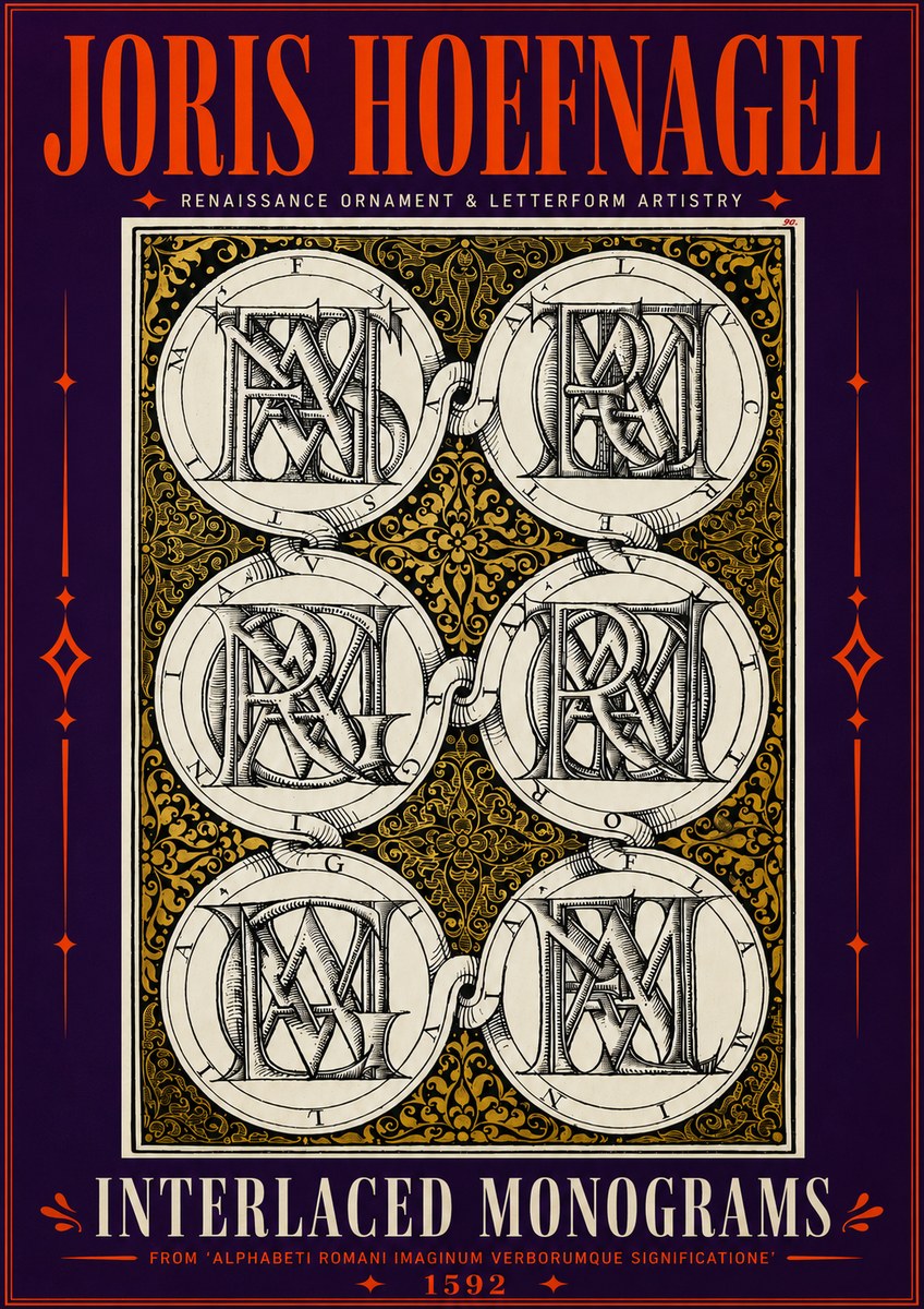Joris Hoefnagel Interlaced Monograms No5 - Póster