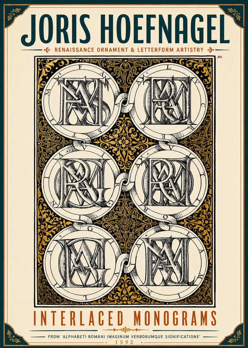Joris Hoefnagel Interlaced Monograms No6 - Póster
