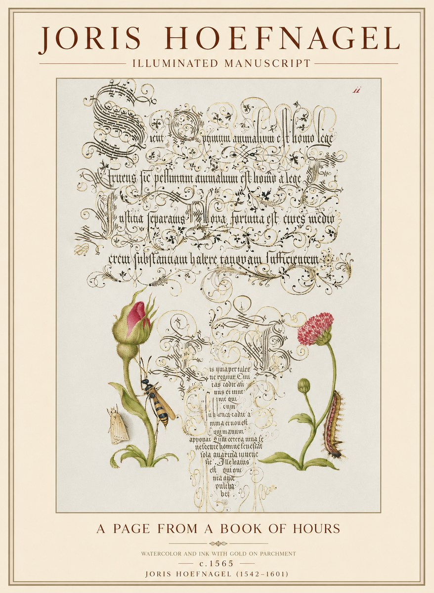 Joris Hoefnagel A Page from a Book of Hours No1 - Póster