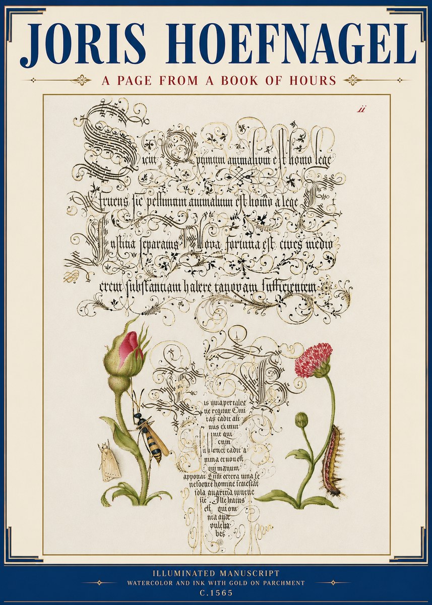 Joris Hoefnagel A Page from a Book of Hours No3 - Póster