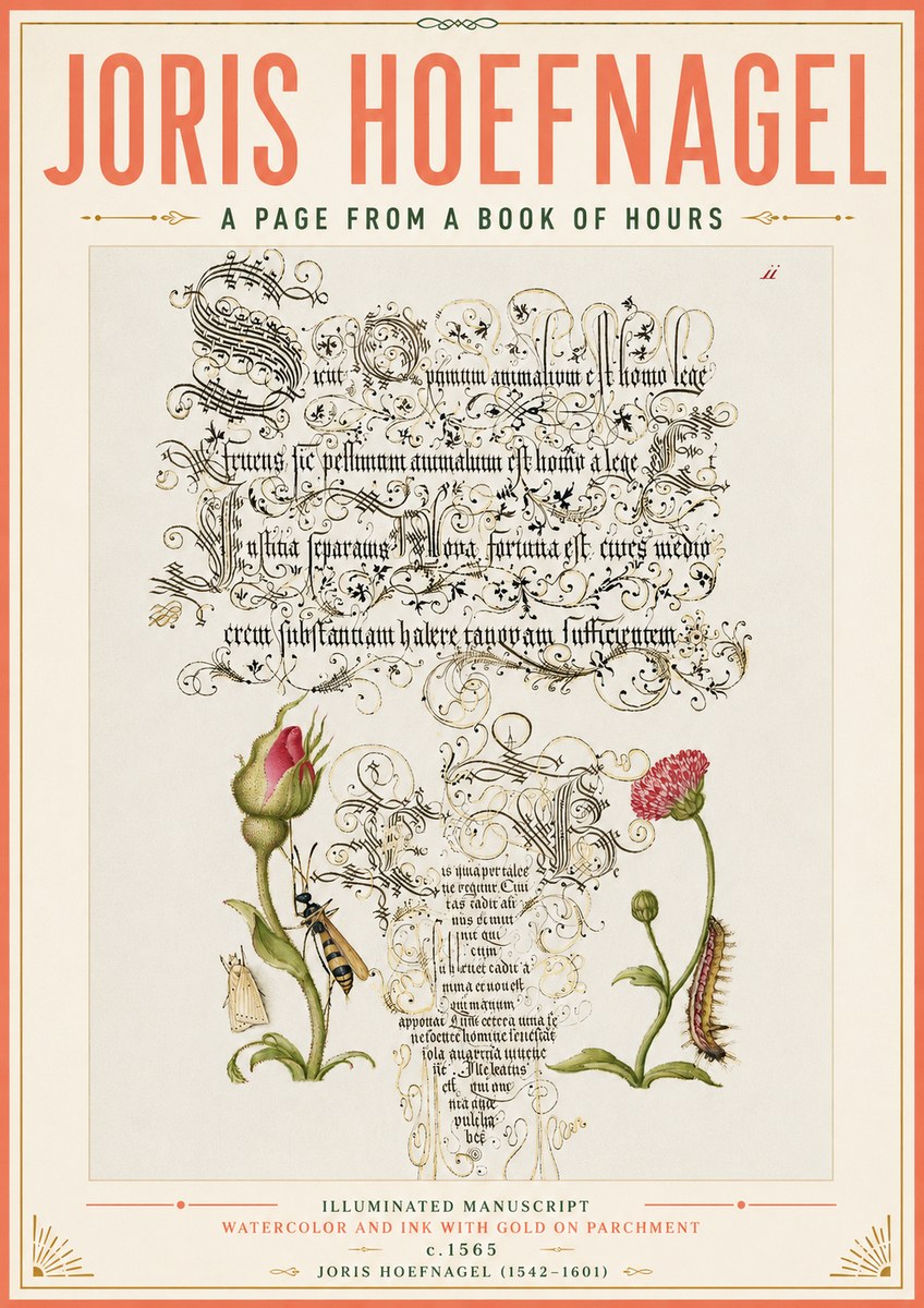Joris Hoefnagel A Page from a Book of Hours No4 - Póster