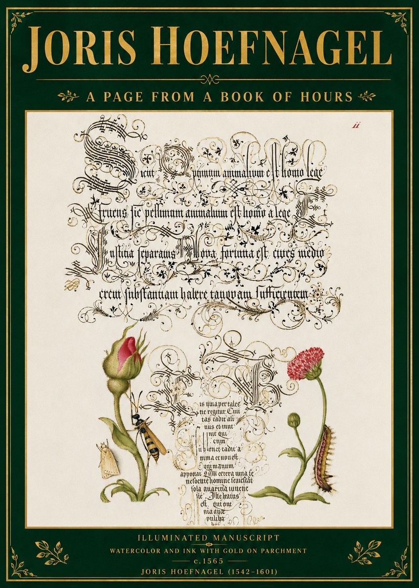 Joris Hoefnagel A Page from a Book of Hours No5 - Póster
