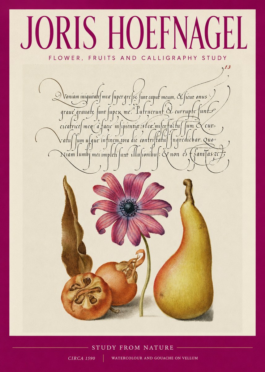 Joris Hoefnagel Study of Flower and Fruits No3 - Póster