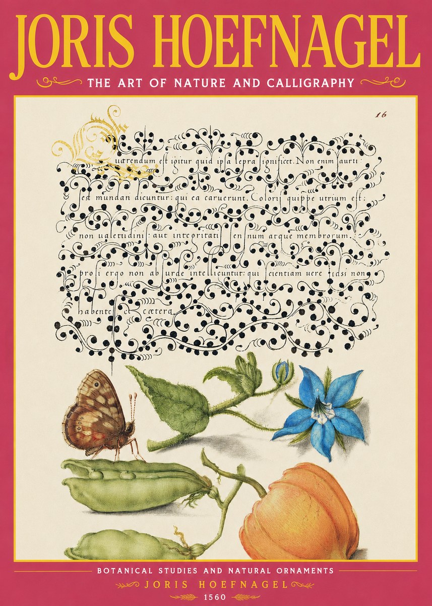 Joris Hoefnagel Study of Plants and Butterfly No4 - Póster
