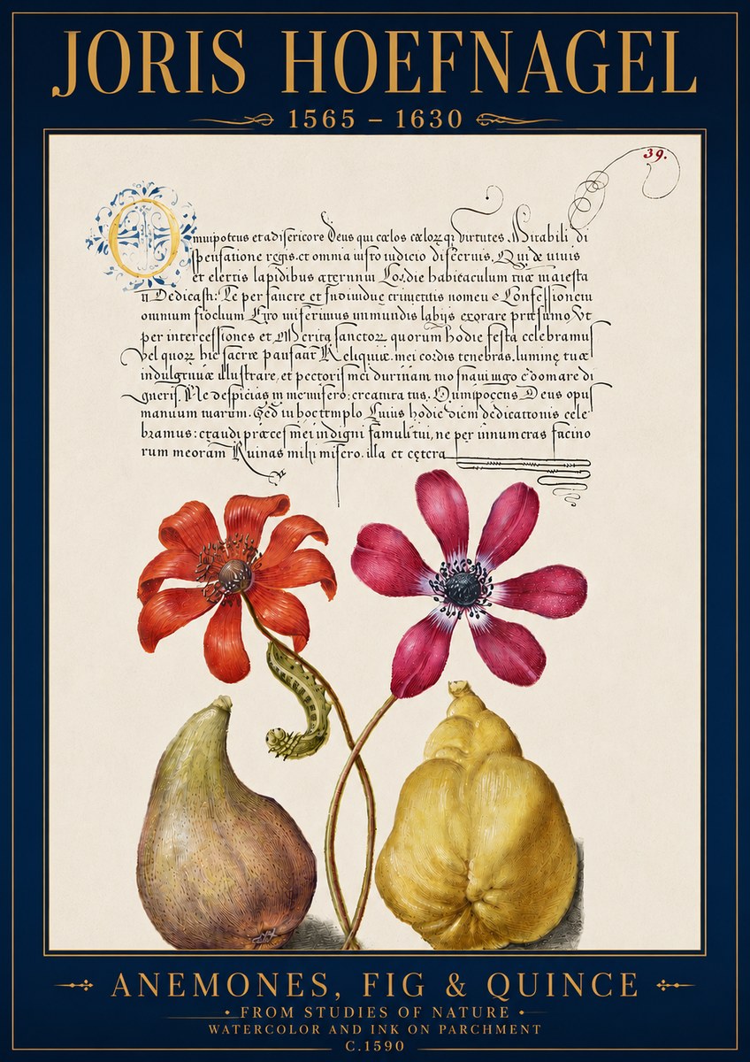 Joris Hoefnagel Flowers and Fruits No5 - Póster