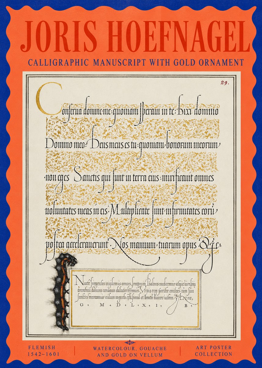 Joris Hoefnagel Calligraphic Manuscript with Gold Ornament No5 - Póster