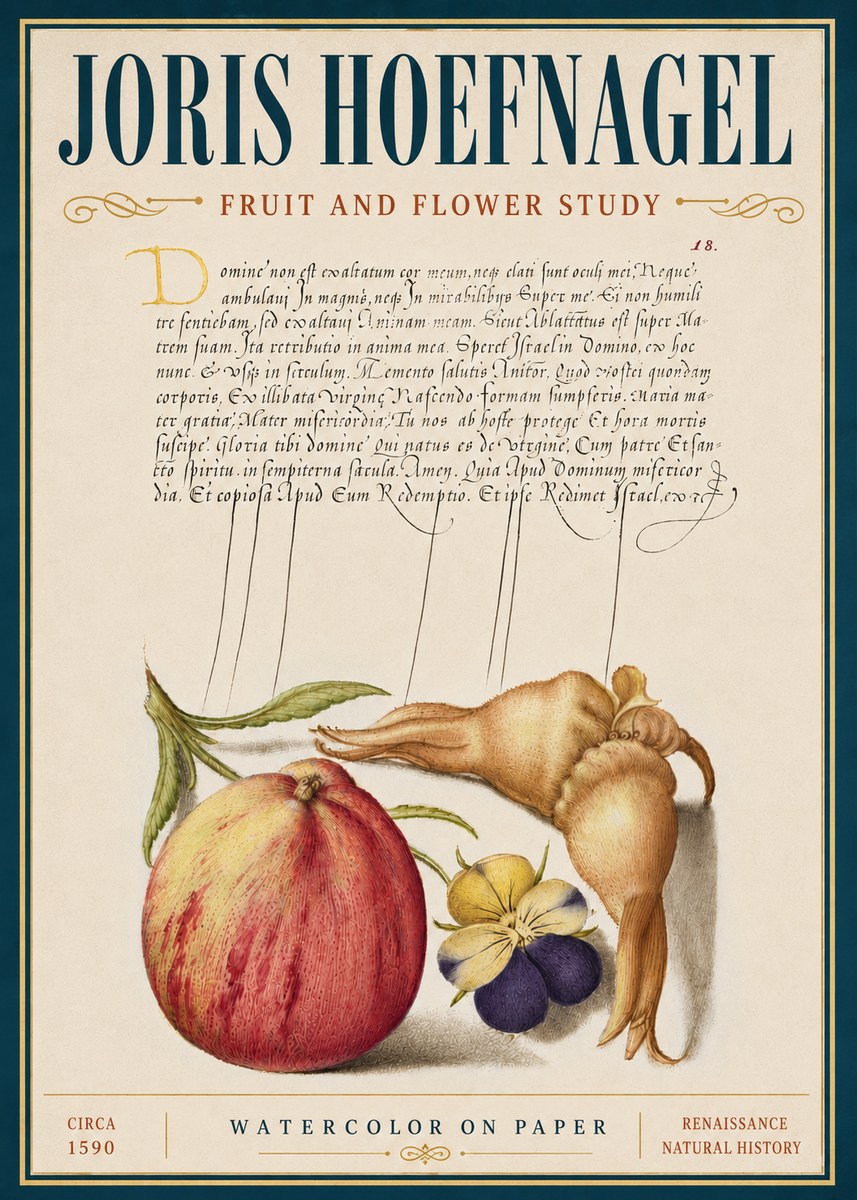 Joris Hoefnagel Fruit and Flower Study No5 - Póster