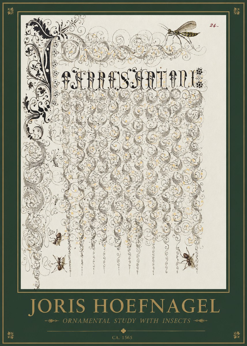 Joris Hoefnagel Ornamental Study with Insects No1 - Póster