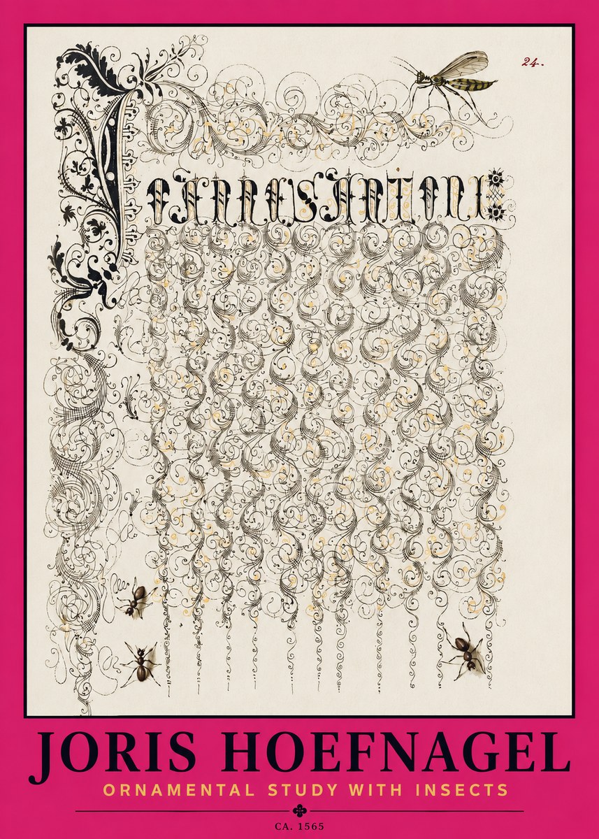 Joris Hoefnagel Ornamental Study with Insects No2 - Póster