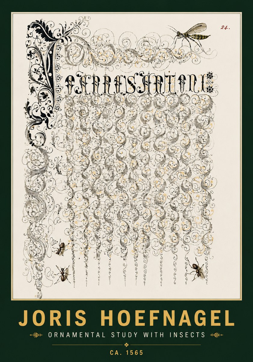 Joris Hoefnagel Ornamental Study with Insects No4 - Póster