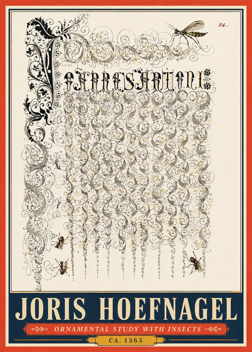 Joris Hoefnagel Ornamental Study with Insects No5 - Póster
