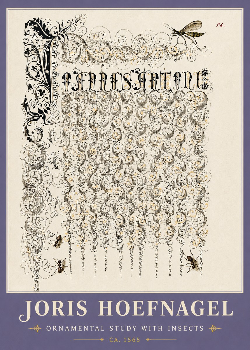 Joris Hoefnagel Ornamental Study with Insects No6 - Póster