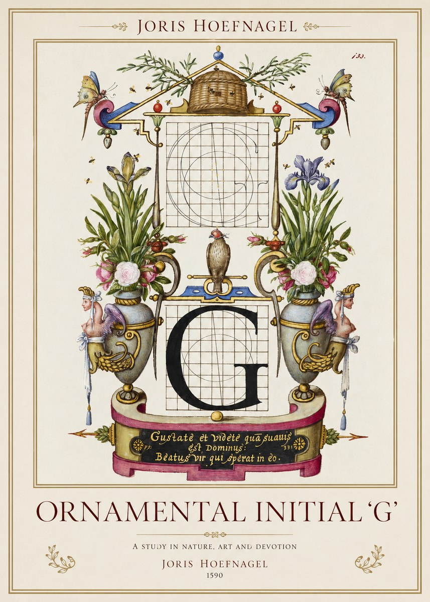 Joris Hoefnagel Ornamental Initial 'G' No1 - Póster