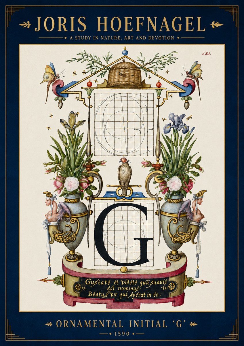 Joris Hoefnagel Ornamental Initial 'G' No3 - Póster