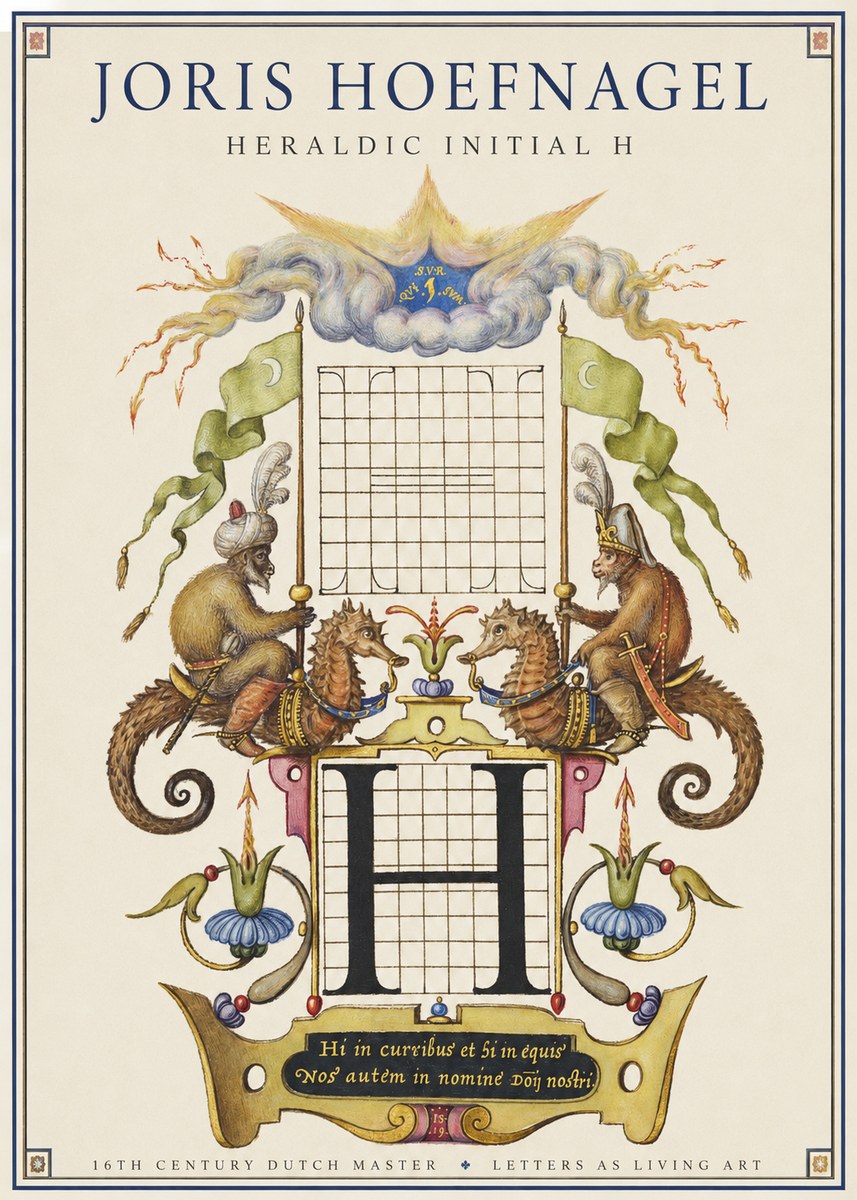 Joris Hoefnagel Heraldic Initial H No1 - Póster