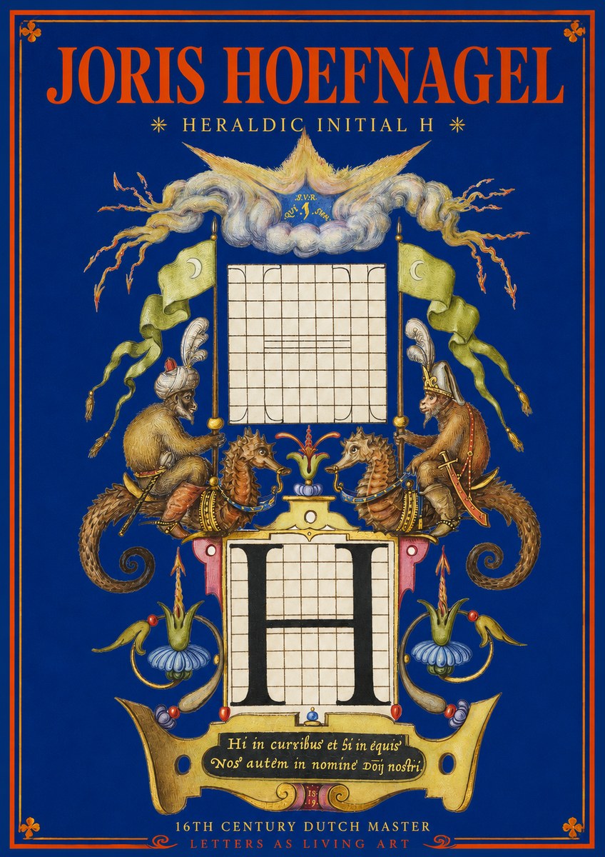 Joris Hoefnagel Heraldic Initial H No2 - Póster