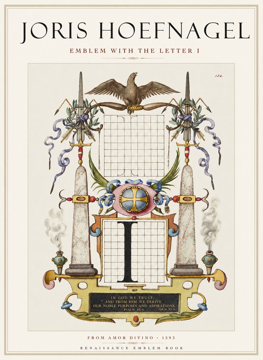 Joris Hoefnagel Ornamental Design with Dedicatory Inscription No2 - Póster