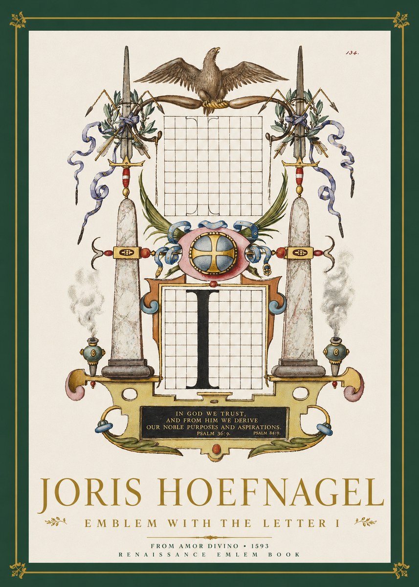 Joris Hoefnagel Ornamental Design with Dedicatory Inscription No4 - Póster