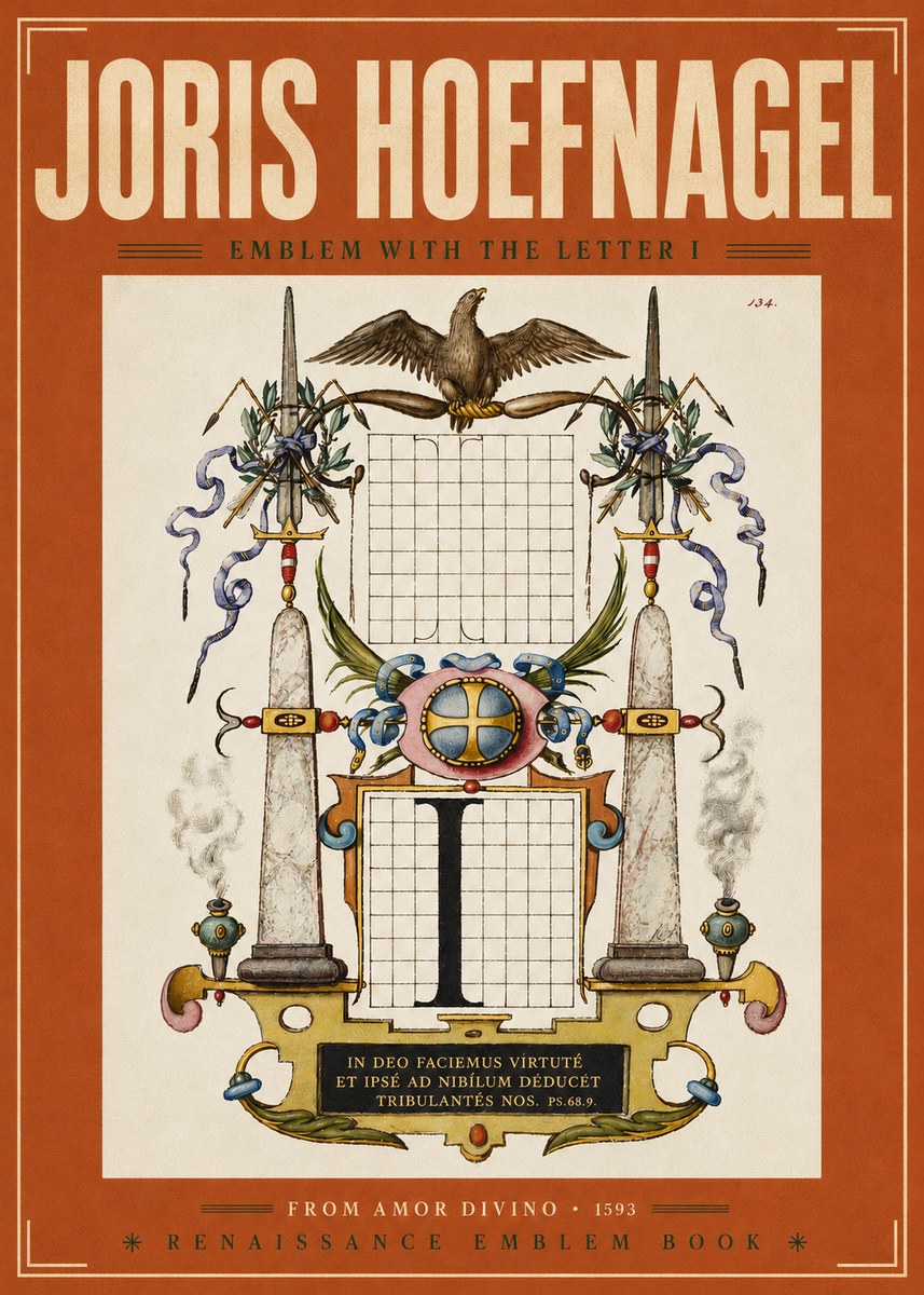 Joris Hoefnagel Ornamental Design with Dedicatory Inscription No6 - Póster