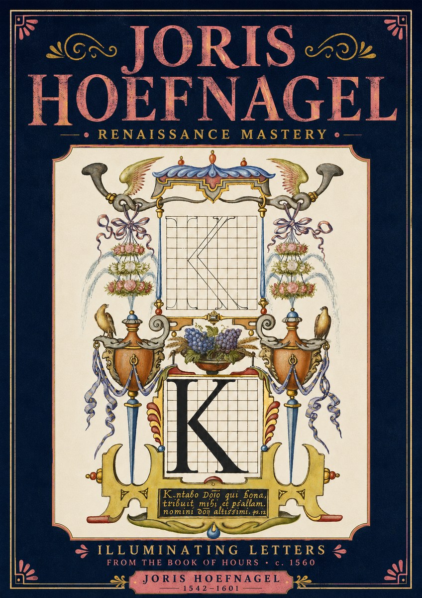 Joris Hoefnagel Illuminated Initial "K" from the Book of Hours No4 - Póster