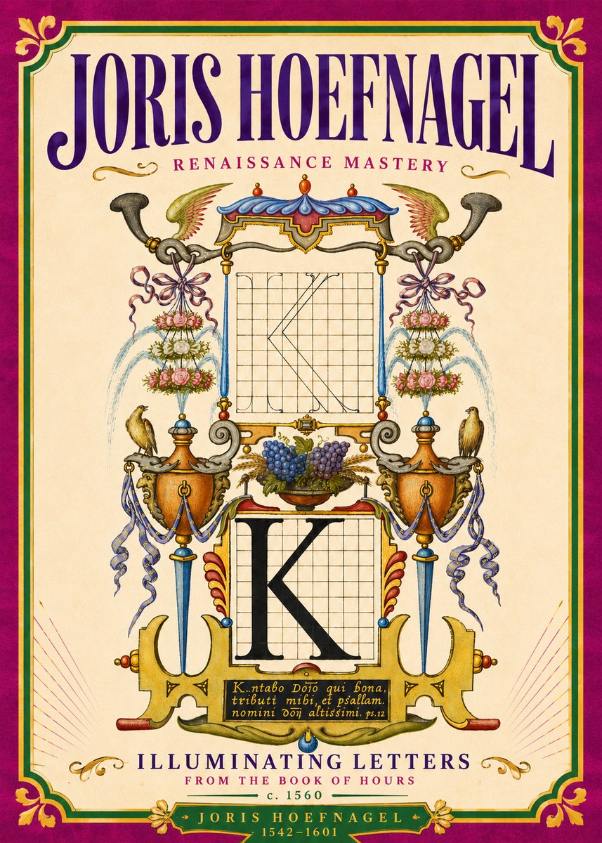 Joris Hoefnagel Illuminated Initial "K" from the Book of Hours No6 - Póster