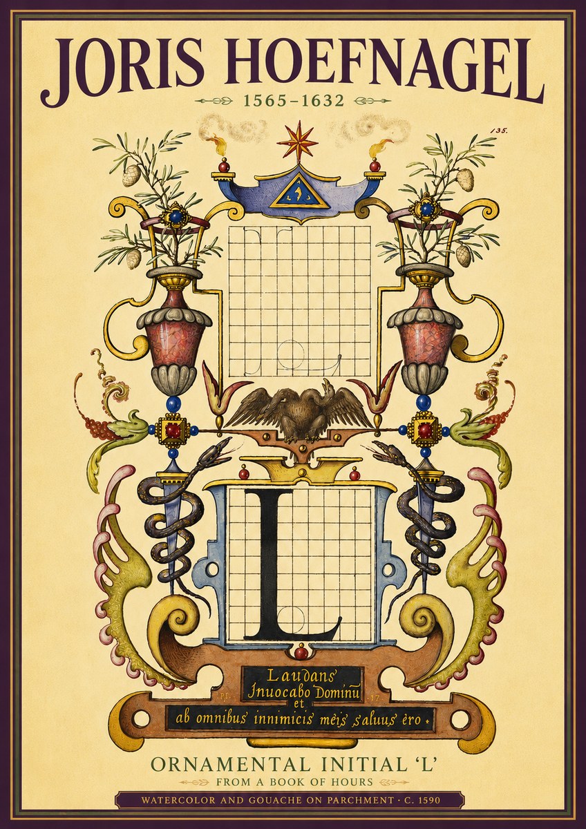 Joris Hoefnagel Ornamental Initial 'L' No4 - Póster