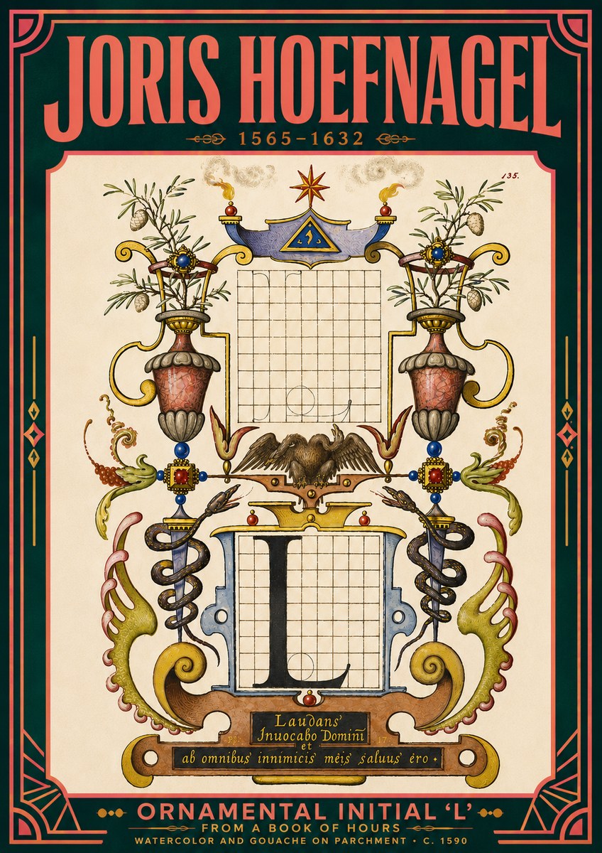 Joris Hoefnagel Ornamental Initial 'L' No5 - Póster