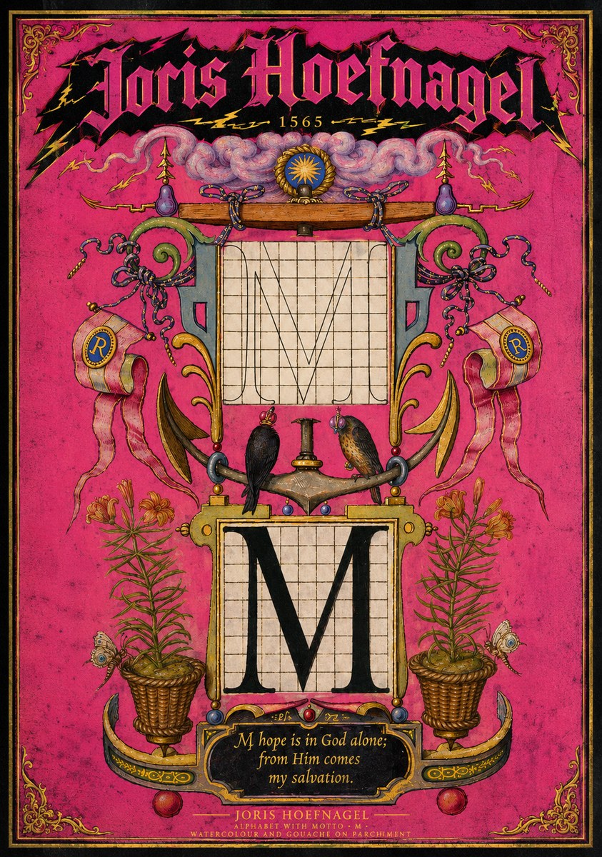 Joris Hoefnagel Alphabet with Motto • M • No2 - Póster