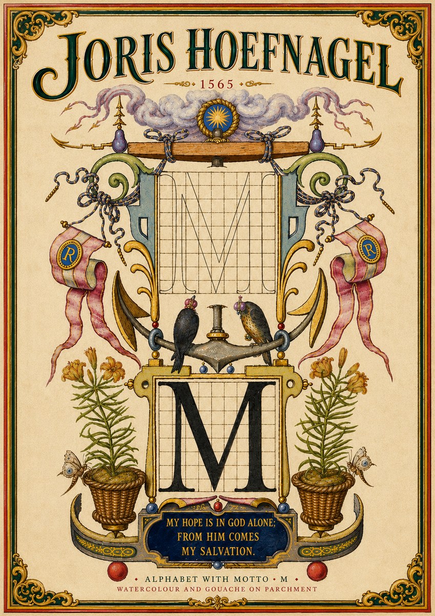 Joris Hoefnagel Alphabet with Motto • M • No6 - Póster