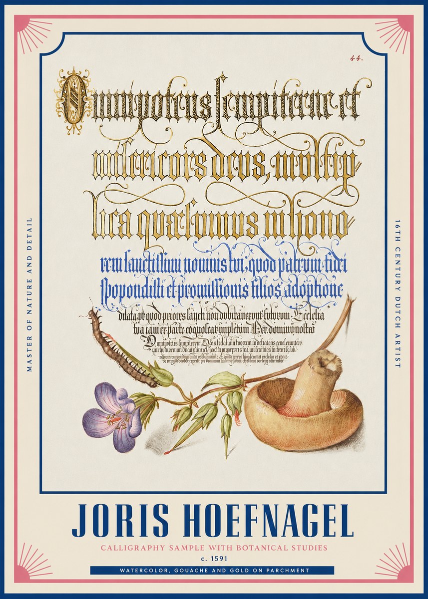 Joris Hoefnagel From a Series of Calligraphy Samples No2 - Póster