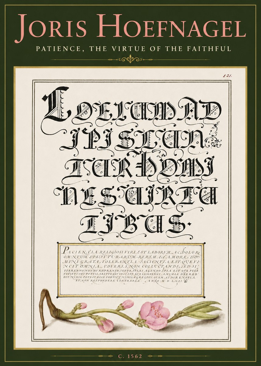 Joris Hoefnagel Calligraphic Alphabet from a Book of Lettering No5 - Póster