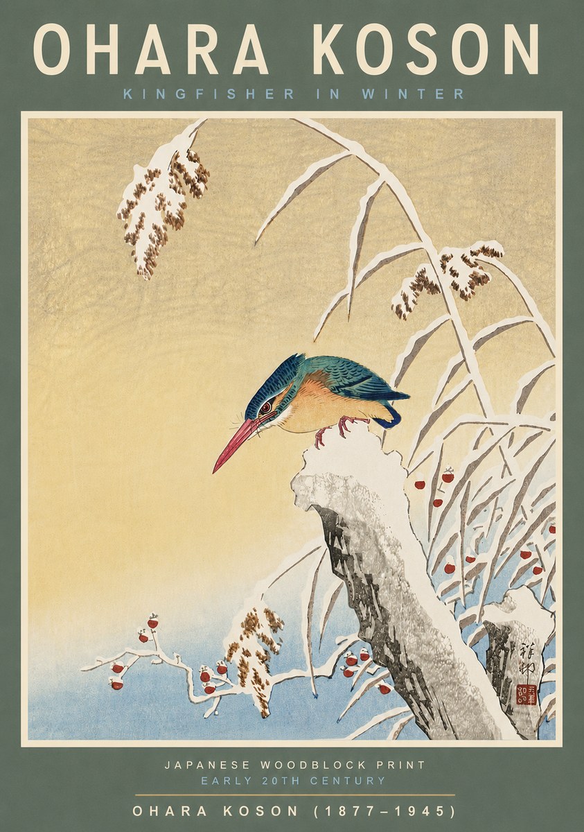 Ohara Koson Kingfisher in Winter I No6 - Póster