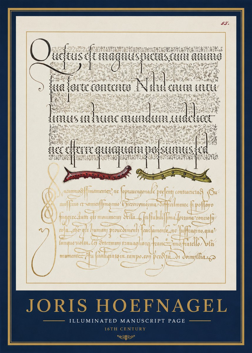 Joris Hoefnagel Illuminated Manuscript Page I No1 - Póster