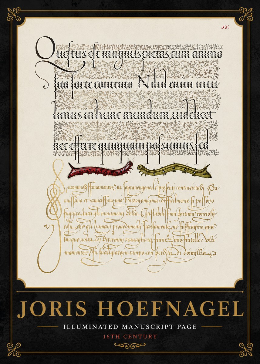 Joris Hoefnagel Illuminated Manuscript Page I No5 - Póster